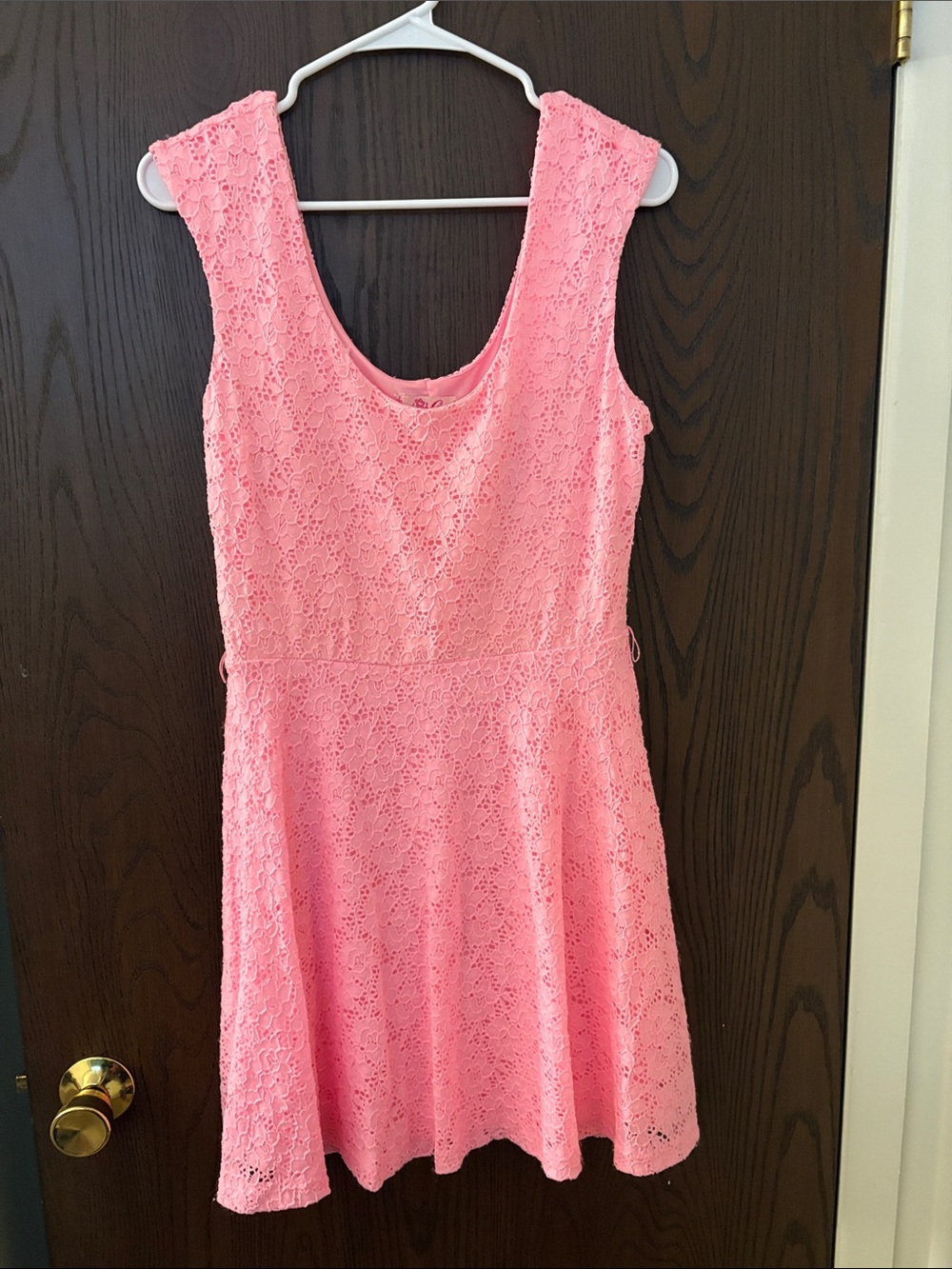 Candies Bright Pink Sleeveless Pink Floral Lace Dress